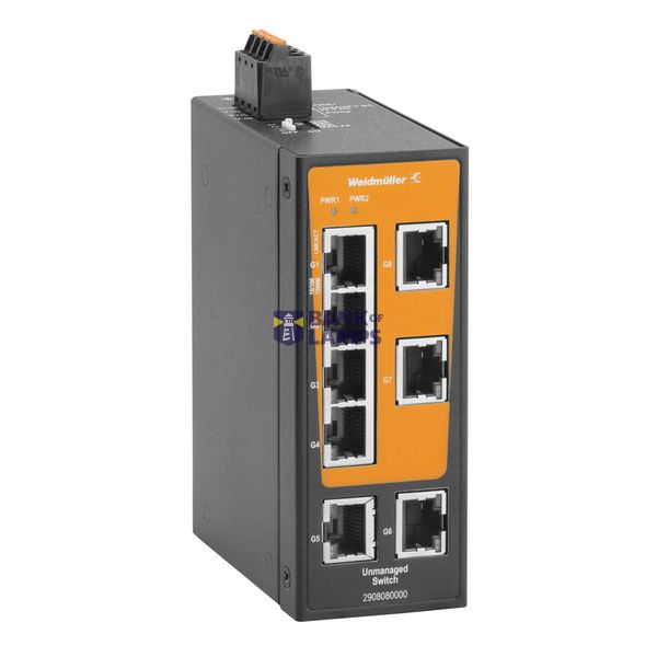 Network switch, unmanaged, Gigabit Ethernet, 8x RJ45, -40 °C...75 °C,  image 1