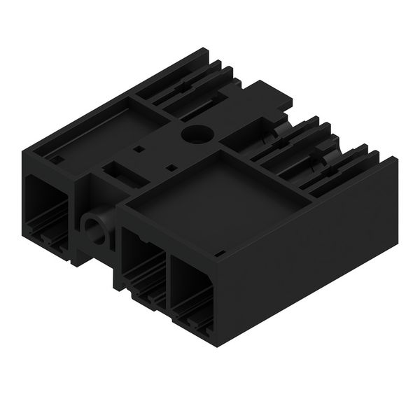 PCB plug-in connector, male header, closed side, Middle screw flange, THT solder connection, 7.62 mm, Number of poles: 3, 270°, Solder pin length (l): 3.5 mm, tinned, black, Box image 2