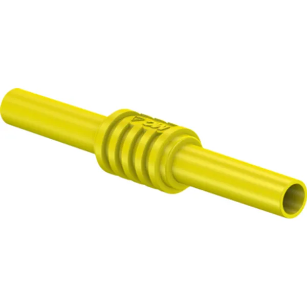 Connecting coupling, 4 mm socket to 4 mm socket, yellow, CAT II, 66.9123-24 image 1