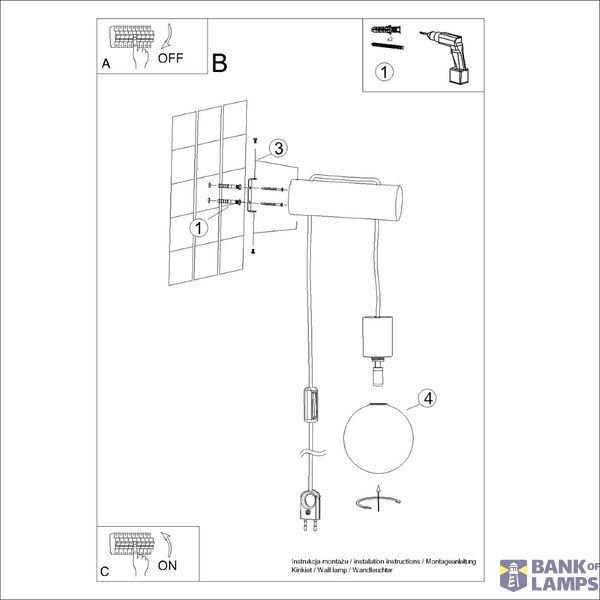 WALL LAMP WITH SWITCH ON CABLE GLASS LAMP SHADE WOODEN ELEMENTS ON G9 image 10