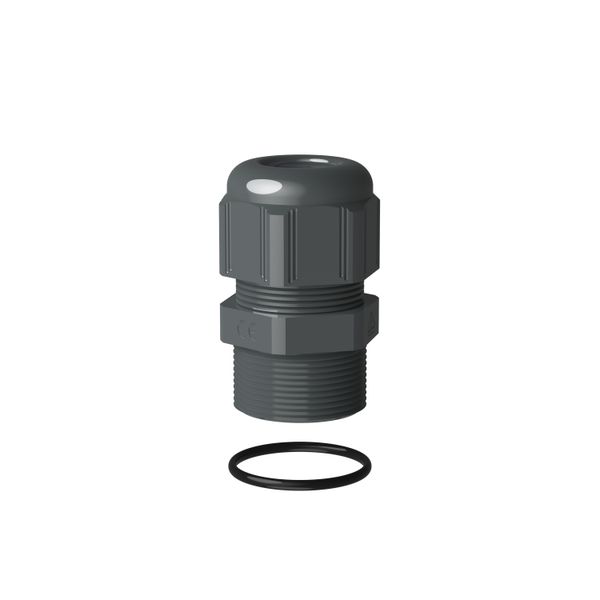 Plastic cable gland with waterproof surface seal IP68 ISO20 thread anthracite RAL7012 image 1