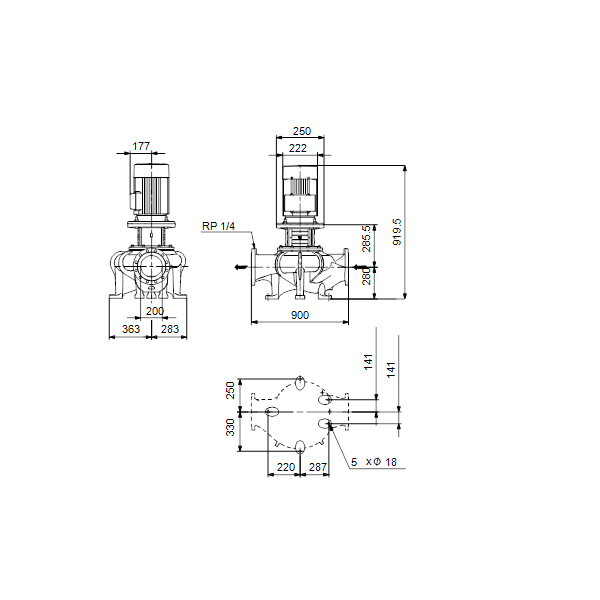 In-line circulator pump TP 200-50/4-A-F-A-BQQE 4kW 400D 50Hz image 2