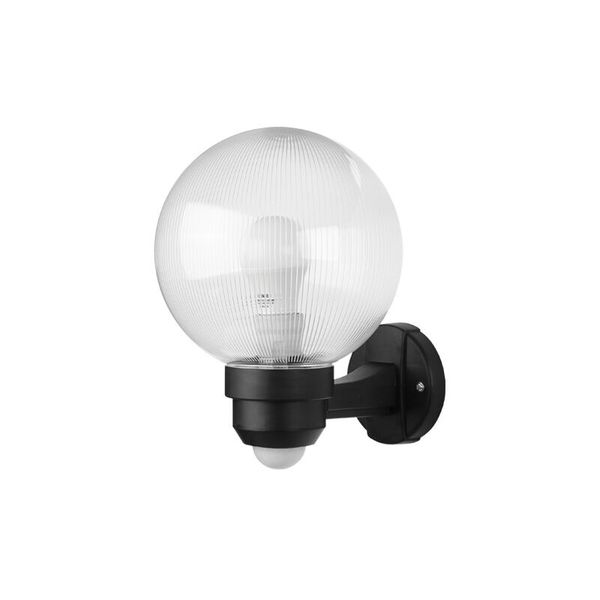 PANLUX Lamp PARK S 60W E27 prismatic clear black with sensor IP33 image 1