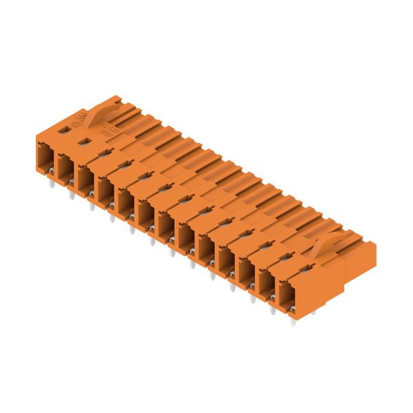 PCB plug-in connector, female header, closed side, THT solder connection, 5.08 mm, Number of poles: 13, 90°, Solder pin length (l): 3.2 mm, tinned, orange, Box image 4