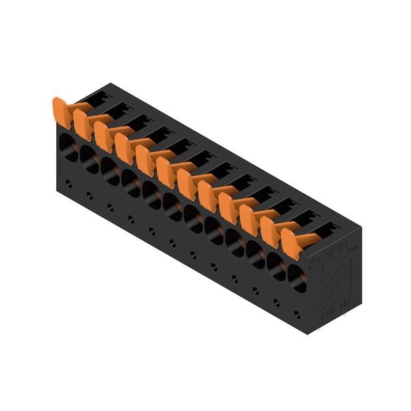 Printed circuit board terminals, 10.00 mm, Number of poles: 12, 90°, Solder pin length (l): 5 mm, black, PUSH IN with actuator, Clamping range, max. : 16 mm², Box image 2