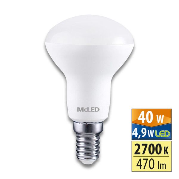 LED bulb R50 4.9W, 2700K, E14, CRI80, ex. angle 120°, use 360° 470lm image 1