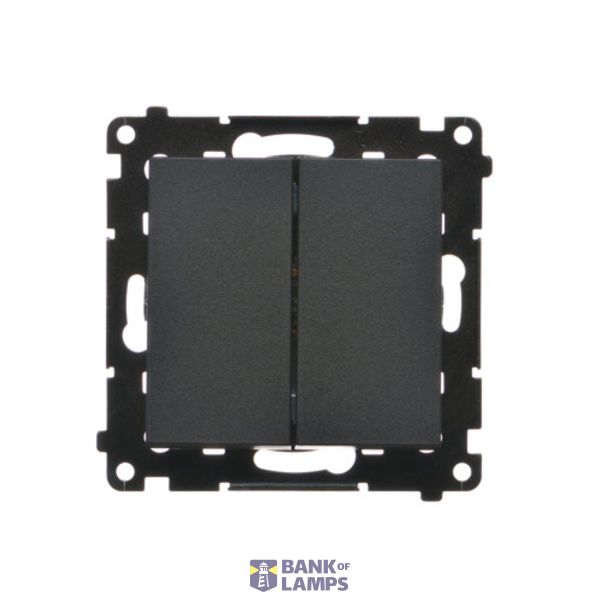 Two gang switch, 10AX, black matt image 1