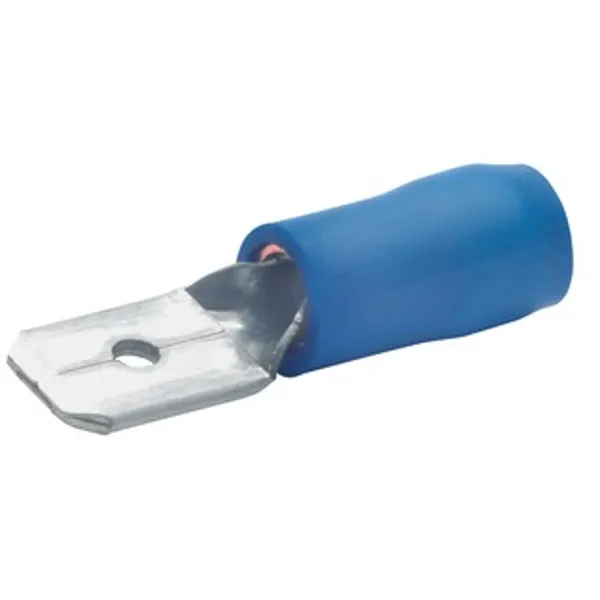 Faston plug, 6.3 x 0.8 mm, L 22 mm, insulated, straight, blue, 1.5-2.5 mm², AWG 16-14, 830 image 1