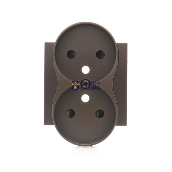Cover for double socket with earthing - for Premium frames, Bronze matt, metalic image 1