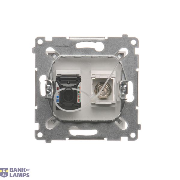IP44 single socket outlets with Schuko earthing, with frame seal - transparent flap, module, 16A, quick connection, white matt image 1