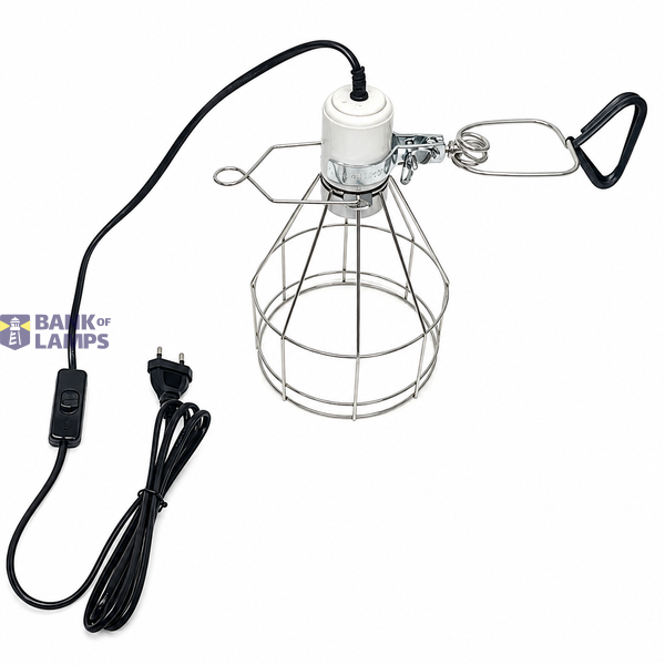 Clamp Heat Lamp Fixture, Steel Cage Wire, Max 150W, 220-240V, IPX2, 140 x 220mm image 2
