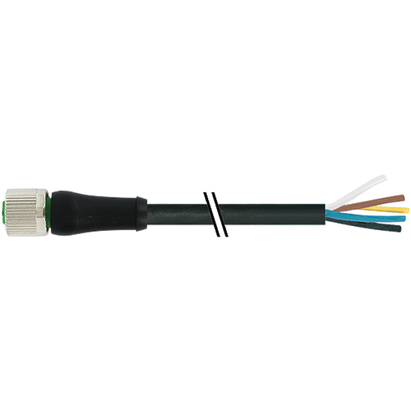M12 Power female 0° L-cod. with cable PUR 4x2.5 bk 20.0m image 1