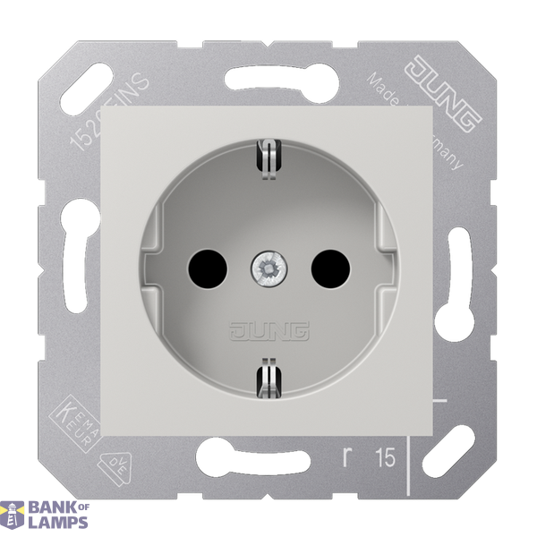 SCHUKO socket, 16 A 250 V ~, Duroplast, 50 x 50 mm, light grey image 1