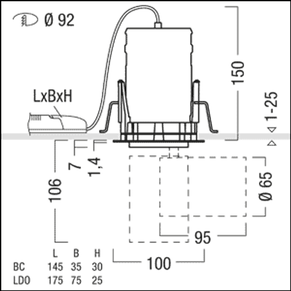 SUP2-R L R92 1000-927-65 FL LDO WH WH - LED ceiling-recessed luminaire image 2