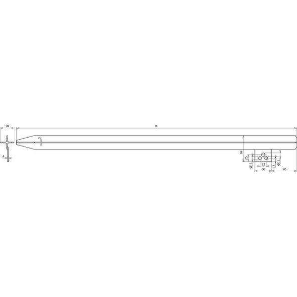 Profiled earth rod 50x50x3mm St/tZn L 1000mm w. connection bores D 11/ image 2