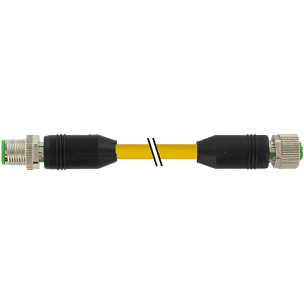 M12 male 0° / M12 female 0° A-cod. shielded PUR 5x0.34 ye 60.0m image 1