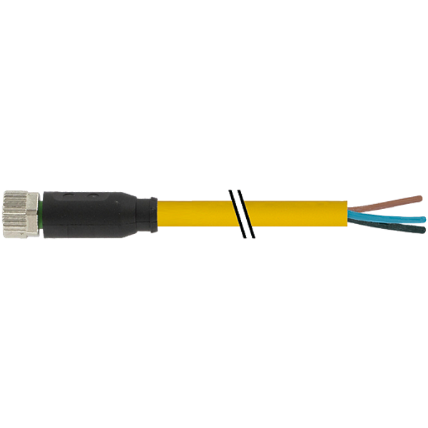 M8 female 0° A-cod. with cable PUR 3x0.25 ye UL/CSA+drag ch. 25m image 1