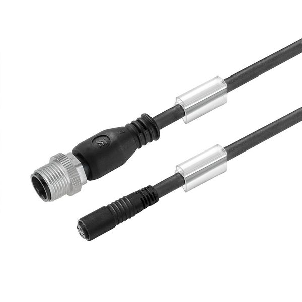Sensor/actuator line, Connecting line, M12 / M8, Number of poles : 3, 4.5 m, pin, straight - socket, straight, Shielded: No, LED: No, Sheath material: PUR, Halogen: No image 1