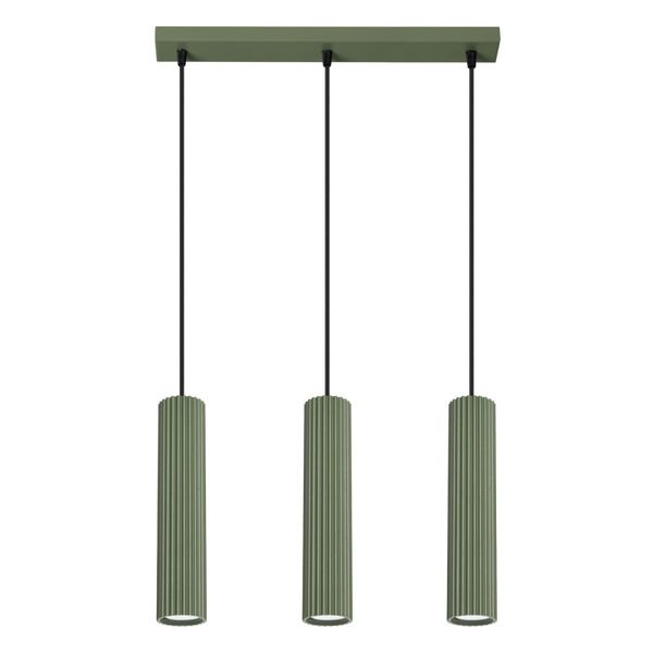 Elegant KARBON pendant lamp with three pendants and an olive ceiling plate 3xGU10 image 1