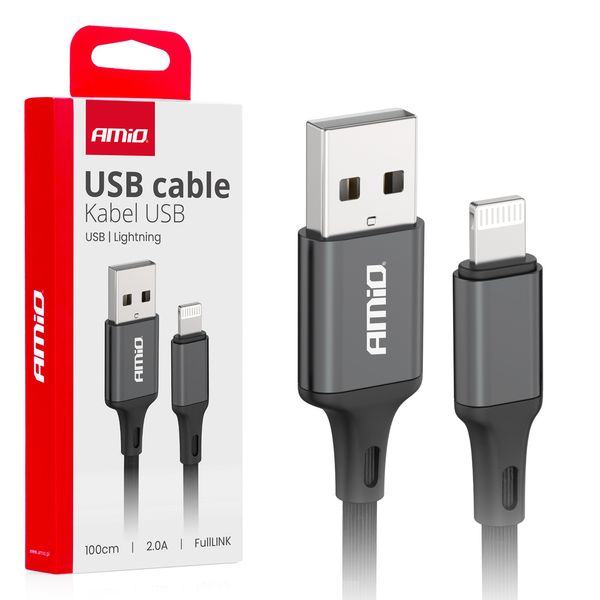 USB to Lightning 2A 100cm FullLINK AMIO-03901 image 1