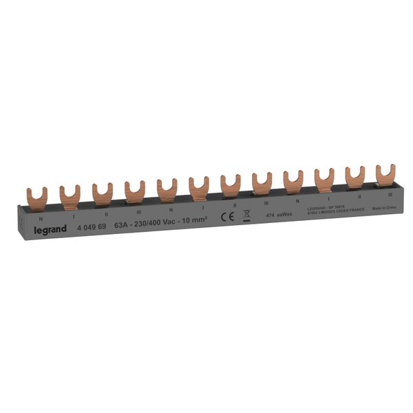 Fork type supply busbar, with 4P, 1 row for 3 modules image 1