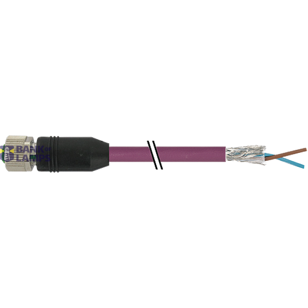 M12 female 0° B-cod. with cable shielded PUR 1x2xAWG24 VT 0.8m image 2