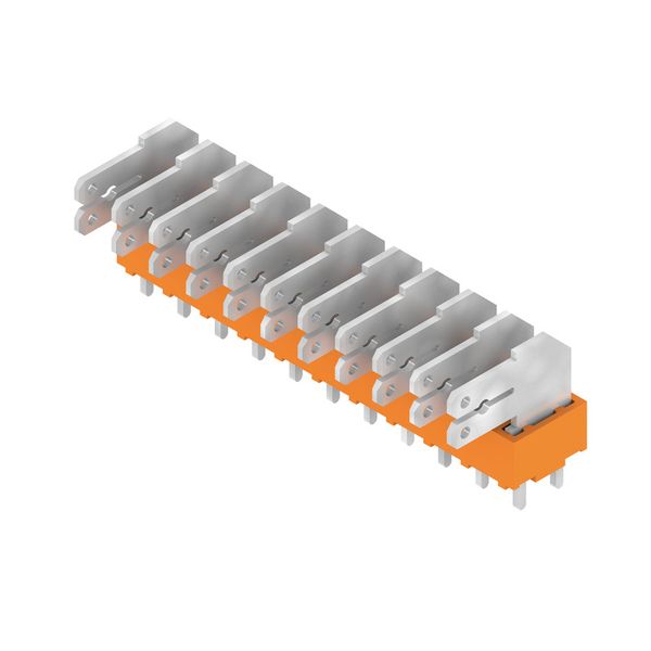 Printed circuit board terminals, 5.00 mm, Number of poles: 11, 90°, Solder pin length (l): 3.5 mm, tinned, orange, Flat-blade connection, Box image 2