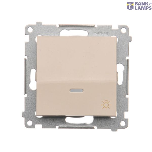 "Light" push button with LED indicator light, (module), 10AX, quick connection, cream white/electro white image 1