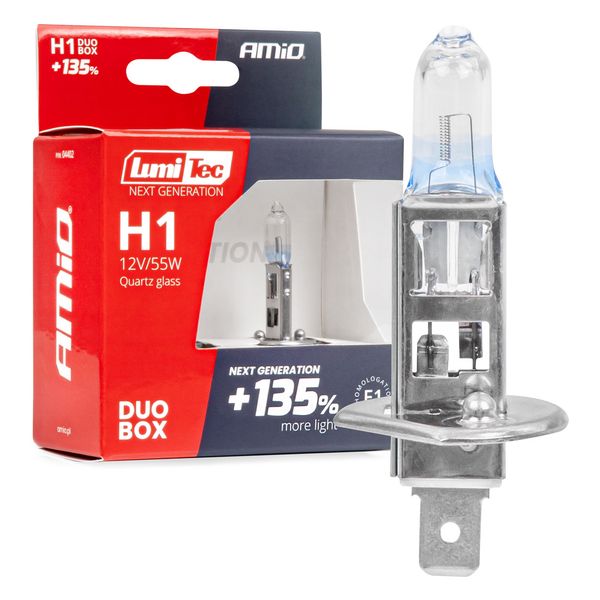 Halogen bulbs H1 12V 55W LumiTec NEXT GENERATION +135% DUO AMIO-04402 image 1