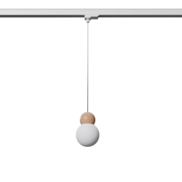 HANGING LAMP 3 PHASE PEKKA WHITE/NATURAL WOOD G9 3000K 4.5W 450LM image 1
