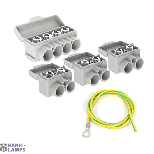 SLT50 Al 10-50/Cu 2.5-35 mm2 1000V Distribution block set 3xSLT50-4 + 1xSLT50-6 + fuse holder + wire image 1