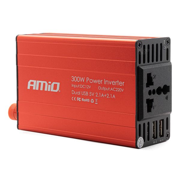 Power Inverter AMiO 12V/220V 300W/600W 2xUSB PI03 image 1