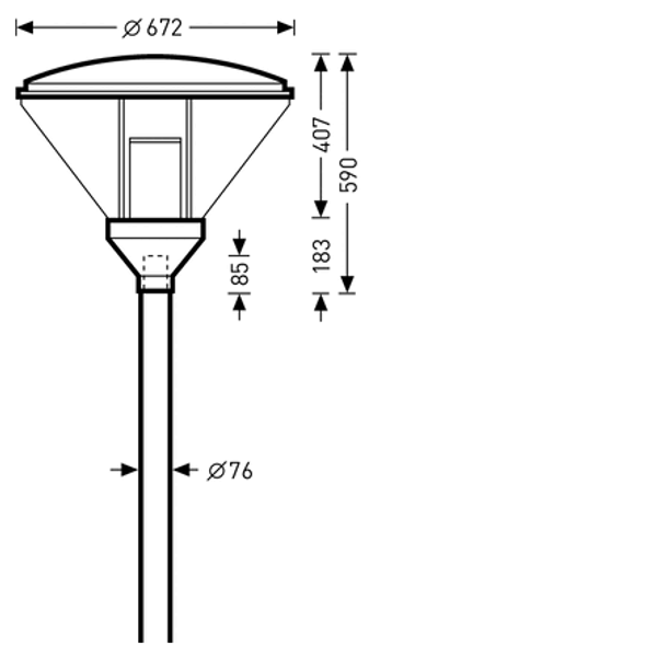 Post-top luminaires 986 CLO (normal) Reflector Black ET 29W 2000lm asymmetric wide (AB) IP23 IK04 3 SDCM 6514940 image 1