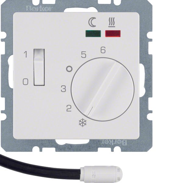 Thermostat, NO contact,Cen. plate,f. heat.,rocker switch,ext.temp.sen. image 1