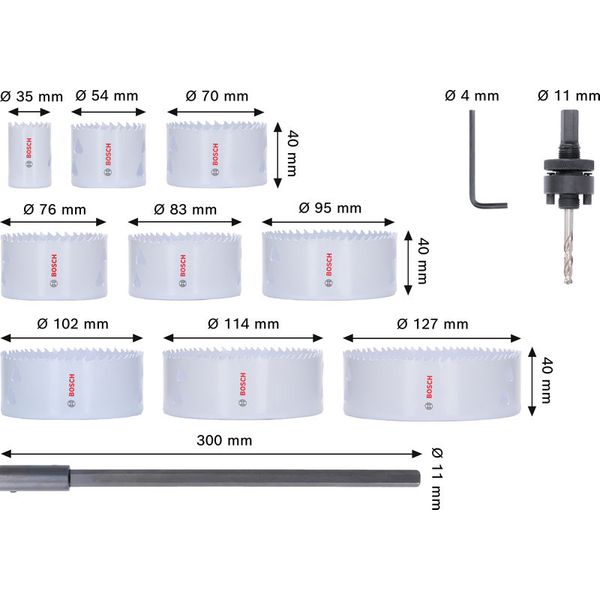 12-piece holesaw set, HSS bi-metal universal 35 - 127 mm image 1