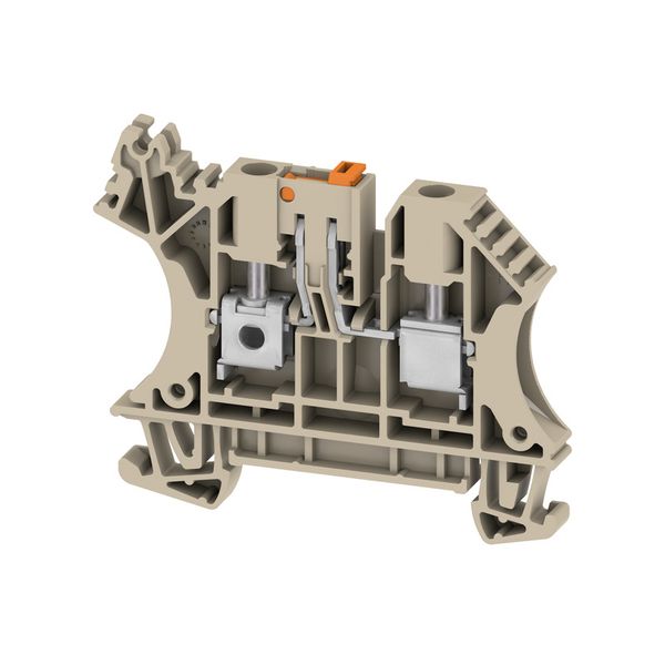 Test-disconnect terminal, Screw connection, dark beige, 4 mm², 32 A, 400 V, Number of connections: 2, Number of levels: 1 image 2