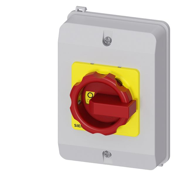 set rotary operating mechanism, rotary operating mechanism red/yellow, for molded plastic encapsulation, lockable in 0-position, image 1