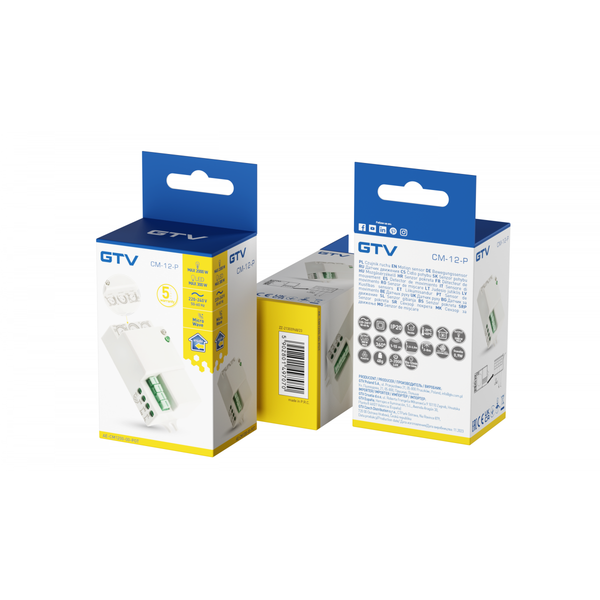 Microwave motion sensor CM-12-P, max. 1200 W, detection angle 360°, range 15 m image 1