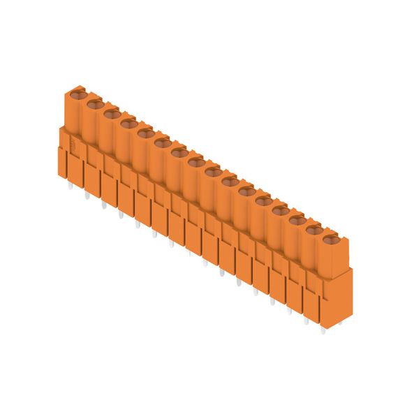 PCB plug-in connector, female header, closed side, THT solder connection, 5.08 mm, Number of poles: 16, 180°, Solder pin length (l): 3.2 mm, tinned, orange, Box image 4