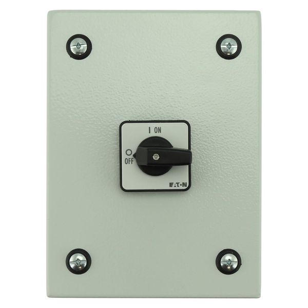 On-Off switch, P1, 40 A, 3 pole, surface mounting, with black thumb grip and front plate, in steel enclosure image 7