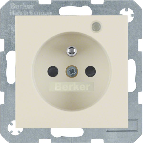 Front 2P+PE socket with LED, S.1/B.3/B.7 white, glossy image 1