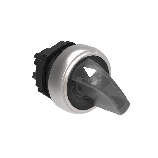 Illuminated selector switch actuator Ø22mm Platinum series chromed plastic, 2 position, 0 < 1. White image 1