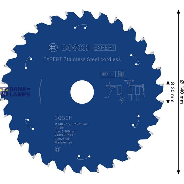 Expert for Stainless Steel Circular Saw Blade for Cordless Saws 140x1.5/1.2x20 T30 image 1