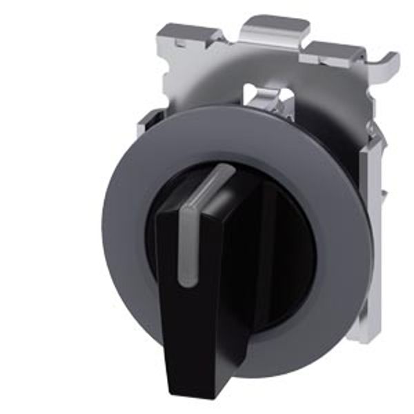 Toggle switch illuminable, 30 mm, round, metal, matt, black, knob short image 1