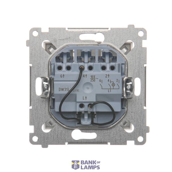 Two-way switch with LED illumination, (module), 16AX, Screw, Gold matt, metalic image 1