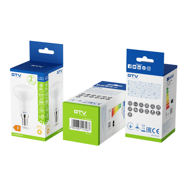 LED Bulb E14, R50, 6 W, 520 lm, 3000K, AC175-250V, 120° image 3