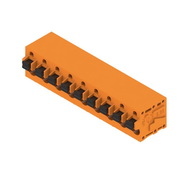 Printed circuit board terminals, 7.50 mm, Number of poles: 9, 90°, Solder pin length (l): 3.5 mm, tinned, orange, PUSH IN with push button, Clamping range, max. : 2.5 mm², Box image 4
