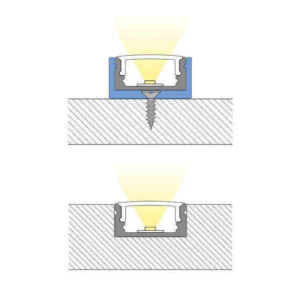 Attached aluminum profile PQ, 17x8mm, matte diffuser, complete, 3 m image 1