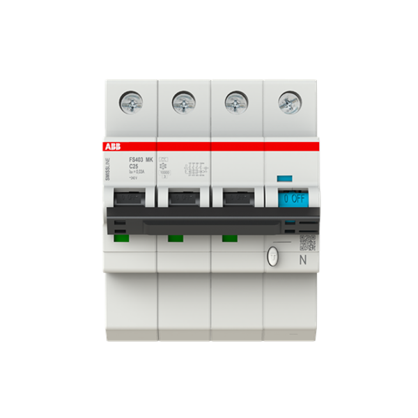 Earth Leakage Protection with Overcurrent Protection C Kar, 25A, 30mA, 10kA 3P+Prov. N image 1