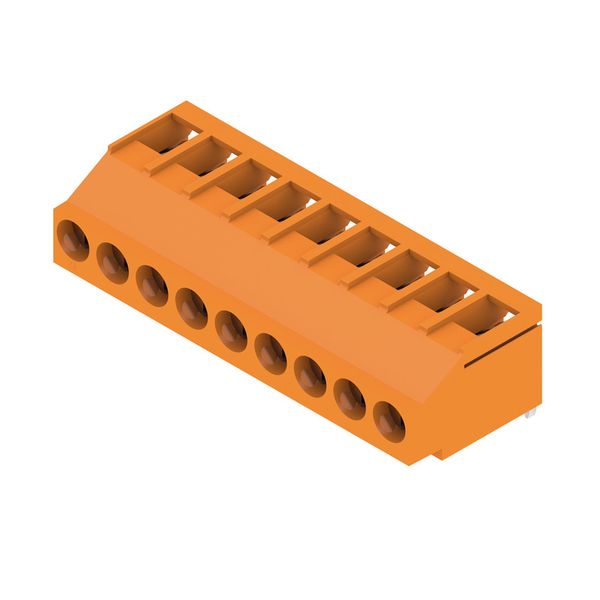 Printed circuit board terminals, 5.00 mm, Number of poles: 9, 180°, Solder pin length (l): 3.2 mm, tinned, orange, Clamping yoke connection, Clamping range, max. : 6 mm², Box image 2